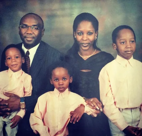 AbdulRahman AbdulRazaq with Olufolake AbdulRazaq and their three sons